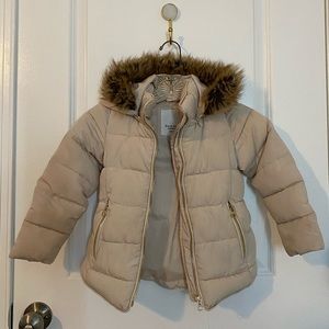 Zara girls winter jacket with detachable fur hood